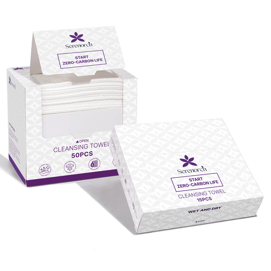 Disposable Face Towels 50pc + 15pc Travel Pack, 10" x 12", Ultra Thick Face Towelettes for All Skin Types