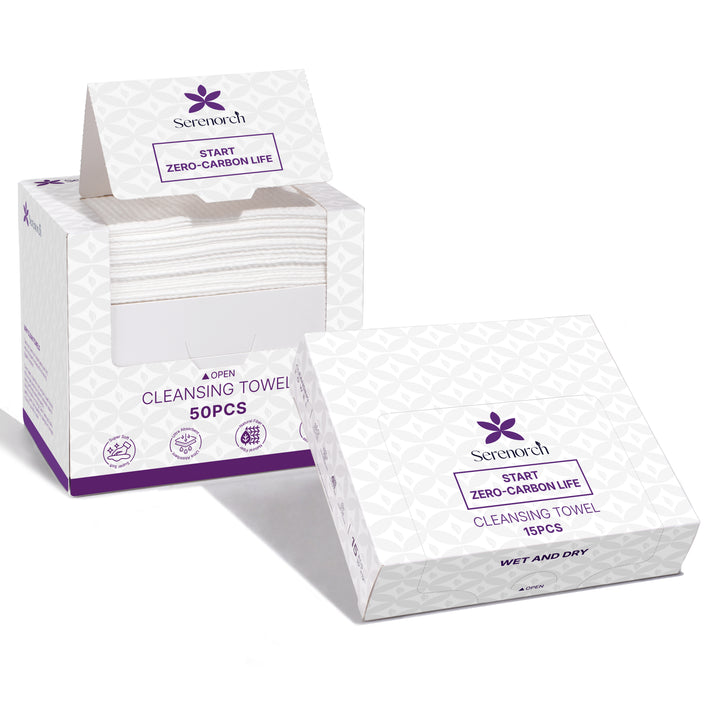 Disposable Face Towels 50pc + 15pc Travel Pack, 10" x 12", Ultra Thick Face Towelettes for All Skin Types