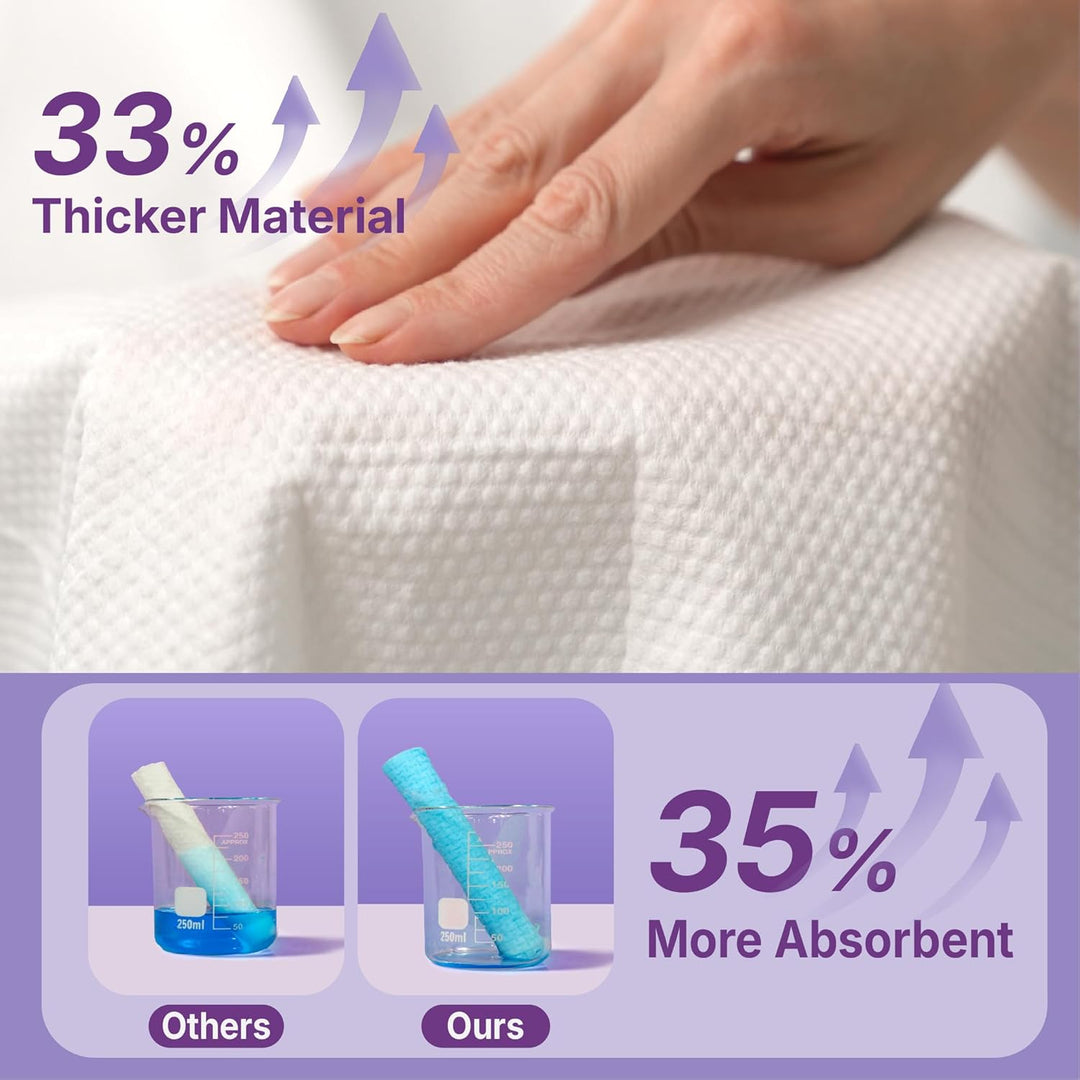 100% Cotton Disposable Face Towels, Soft Cotton Tissue for Sensitive Skin, Daily Cleansing & Makeup Removal, Hanging Facial Dry Wipe