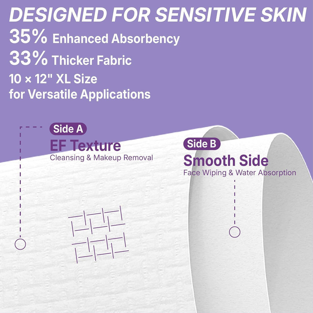 Disposable Face Towels EF Texture 50PC + Compressed Towel 30PC, Total 80PC, 10" x 12", Ultra Thick Face Towelettes for Sensitive Skin, Extra Soft Makeup Remover Dry Wipes