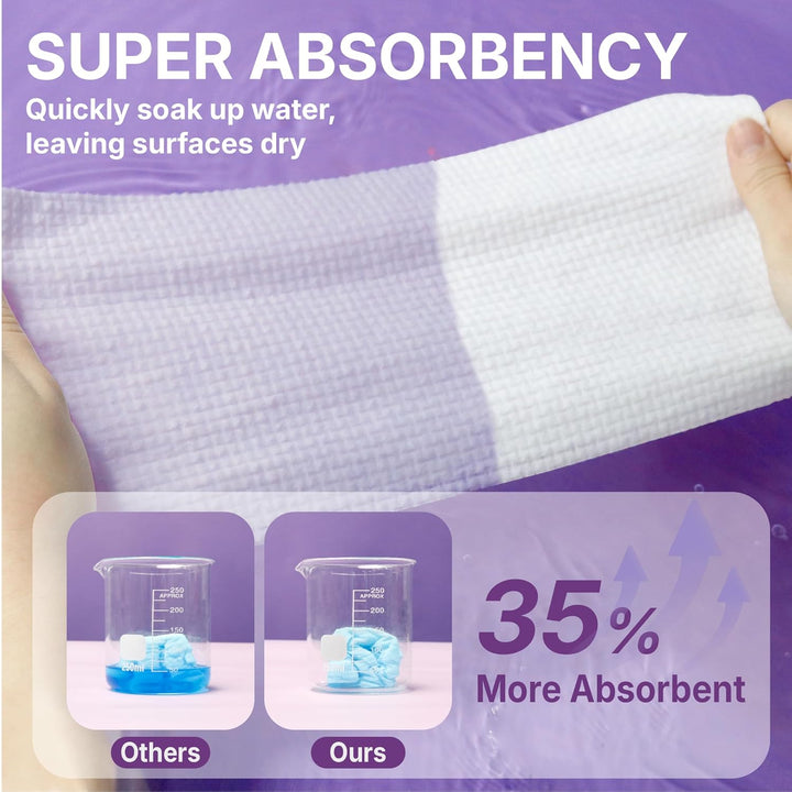 Disposable Face Towels EF Texture 50PC + Compressed Towel 30PC, Total 80PC, 10" x 12", Ultra Thick Face Towelettes for Sensitive Skin, Extra Soft Makeup Remover Dry Wipes