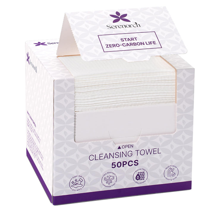 Disposable Face Towels for Christmas, 10" x 12" Christmas Gifts for Sensitive Skin, Extra Soft Makeup Remover Dry Wipes, 50 Count