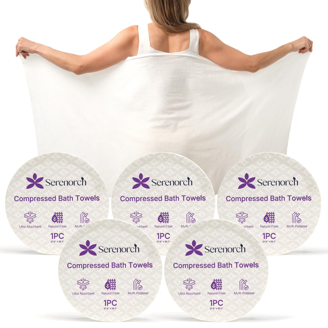 Compressed Bath Towel Tablets 20 Pack, 55" × 27.5" Extra Large Disposable Bath Towels for Travel, Camping Beach