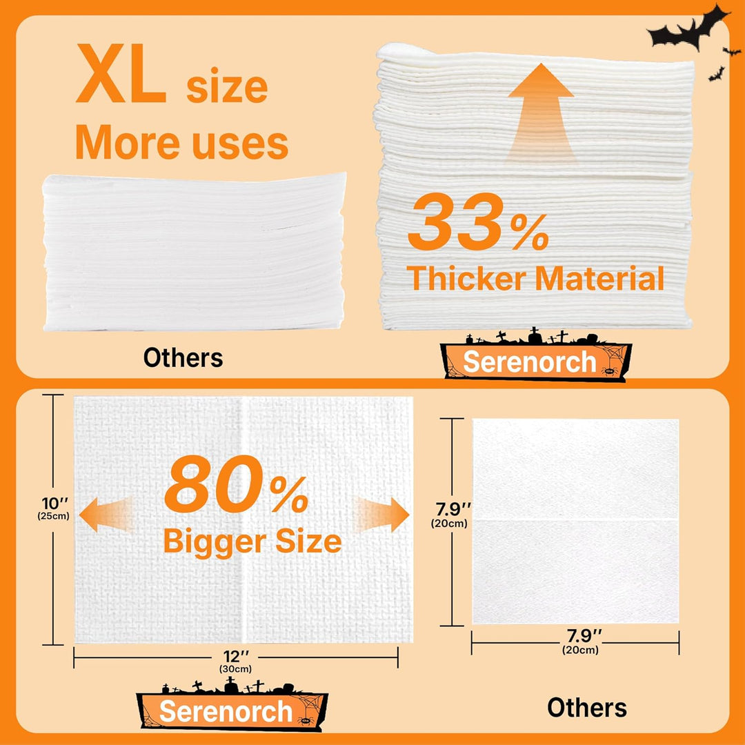 Disposable Face Towels for Halloween, 10" x 12" Halloween Gifts for Sensitive Skin, Extra Soft Makeup Remover Dry Wipes, 50 Count