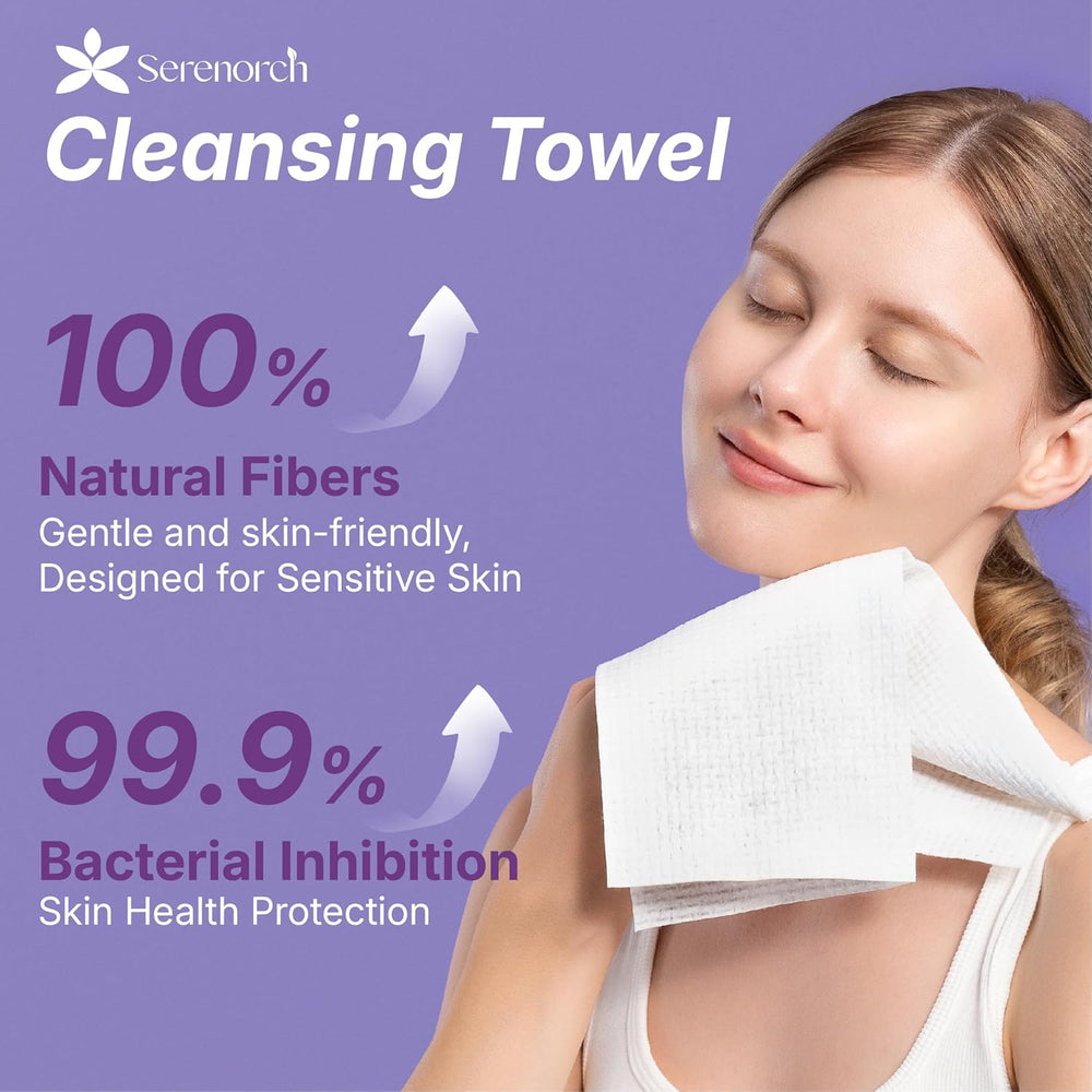 Disposable Face Towels EF Texture 50PC + Compressed Towel 30PC, Total 80PC, 10" x 12", Ultra Thick Face Towelettes for Sensitive Skin, Extra Soft Makeup Remover Dry Wipes