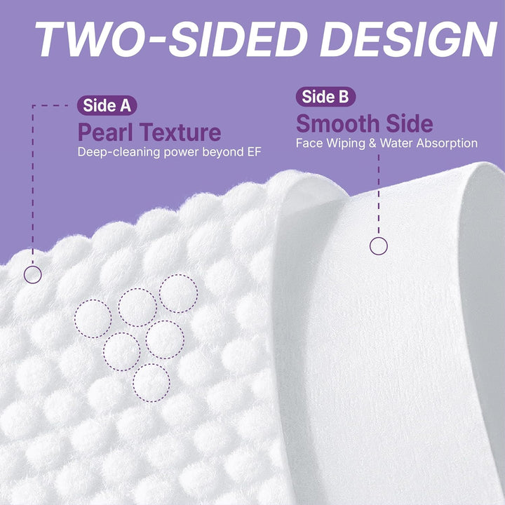 Disposable Face Towels EF Texture 50PC + Pearl Texture 50PC, Total 100PC, 10" x 12", Ultra Thick Face Towelettes for Sensitive Skin, Extra Soft Makeup Remover Dry Wipes