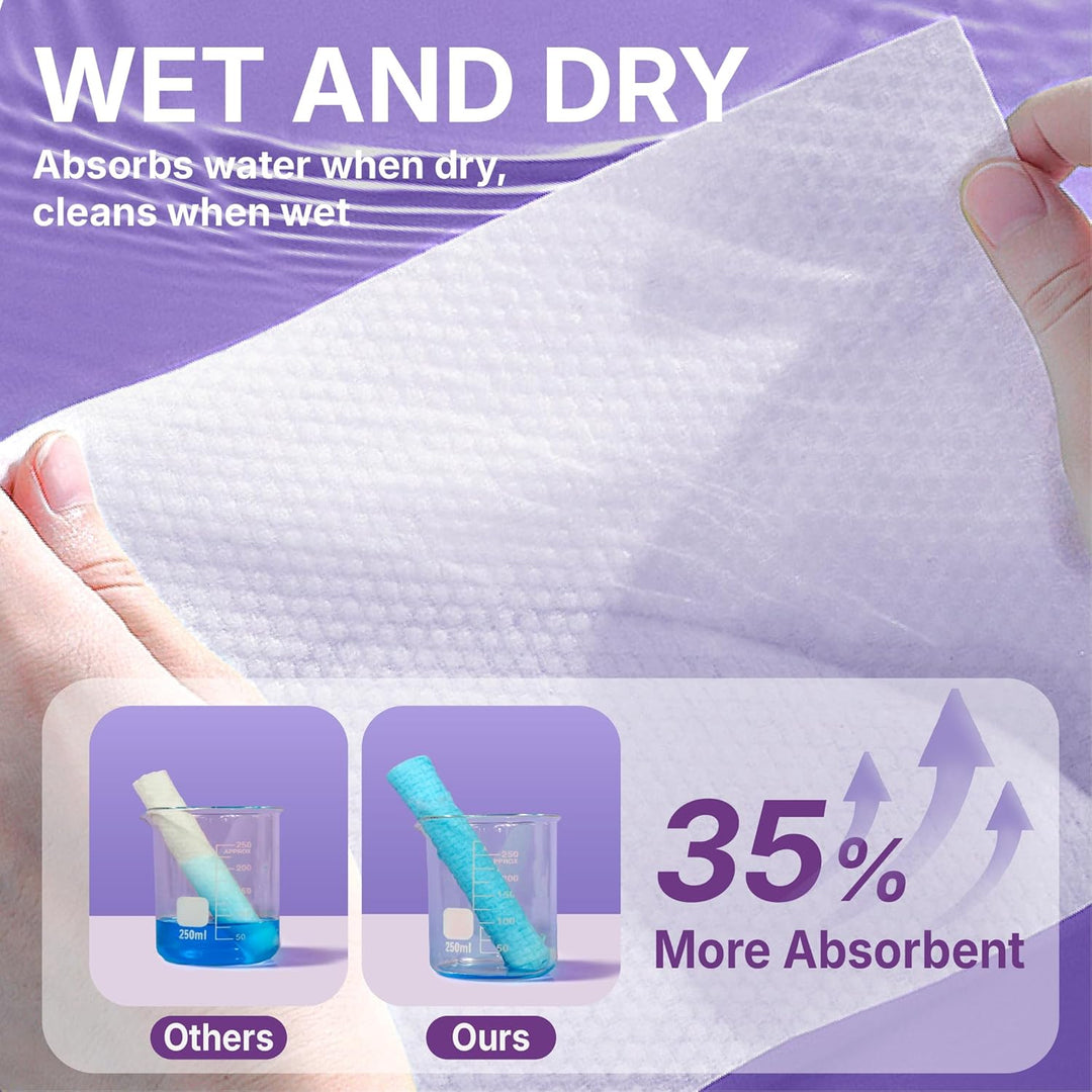 Disposable Face Towels EF Texture 50PC + Pearl Texture 50PC, Total 100PC, 10" x 12", Ultra Thick Face Towelettes for Sensitive Skin, Extra Soft Makeup Remover Dry Wipes
