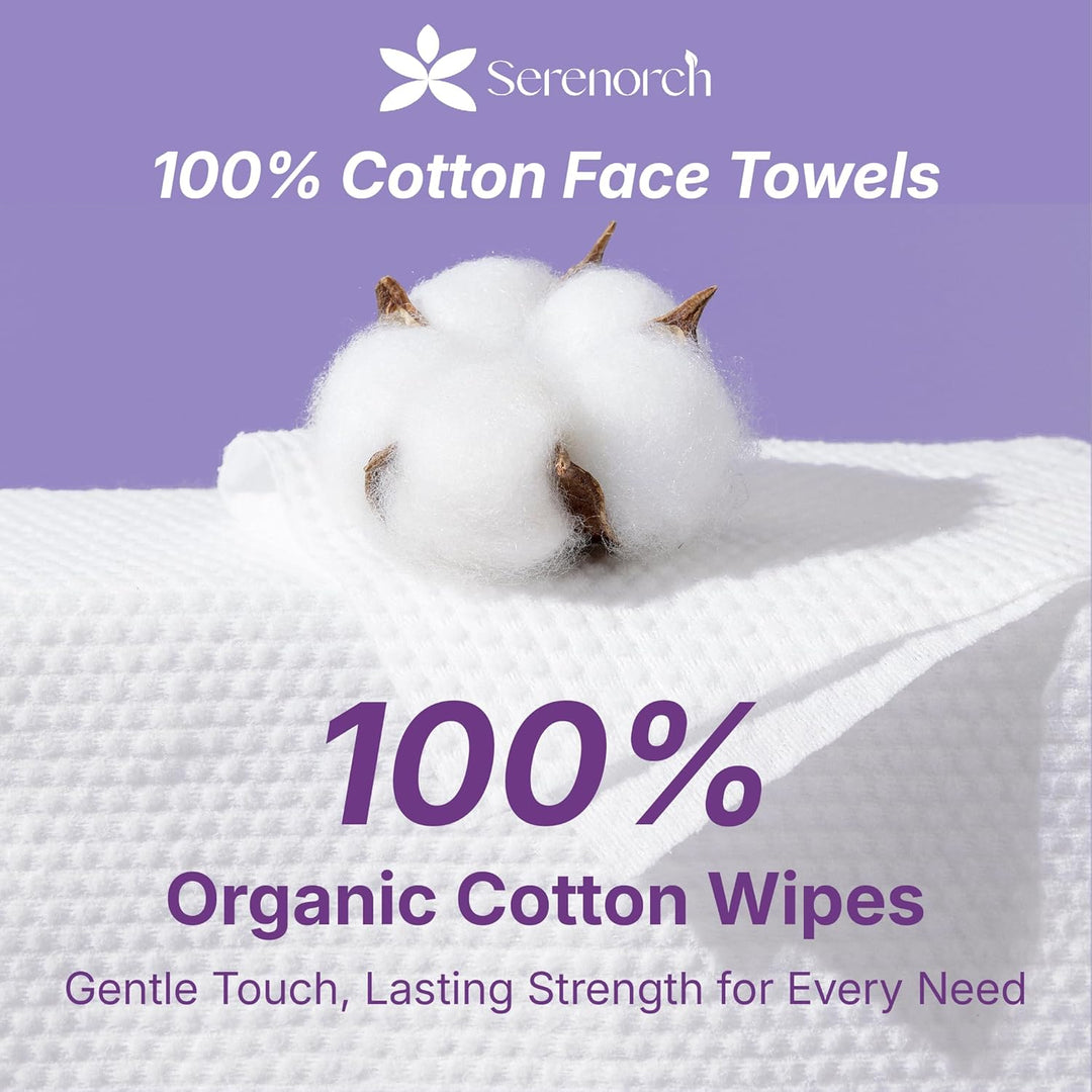 100% Cotton Disposable Face Towels, Soft Cotton Tissue for Sensitive Skin, Daily Cleansing & Makeup Removal, Hanging Facial Dry Wipe