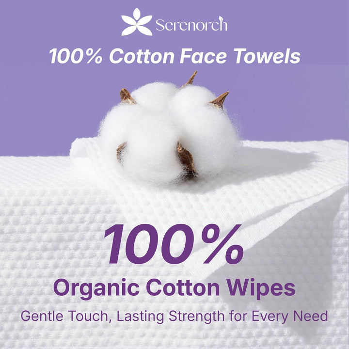 100% Cotton Disposable Face Towels, Soft Cotton Tissue for Sensitive Skin, Daily Cleansing & Makeup Removal, Hanging Facial Dry Wipe